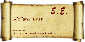 Sághi Erik névjegykártya